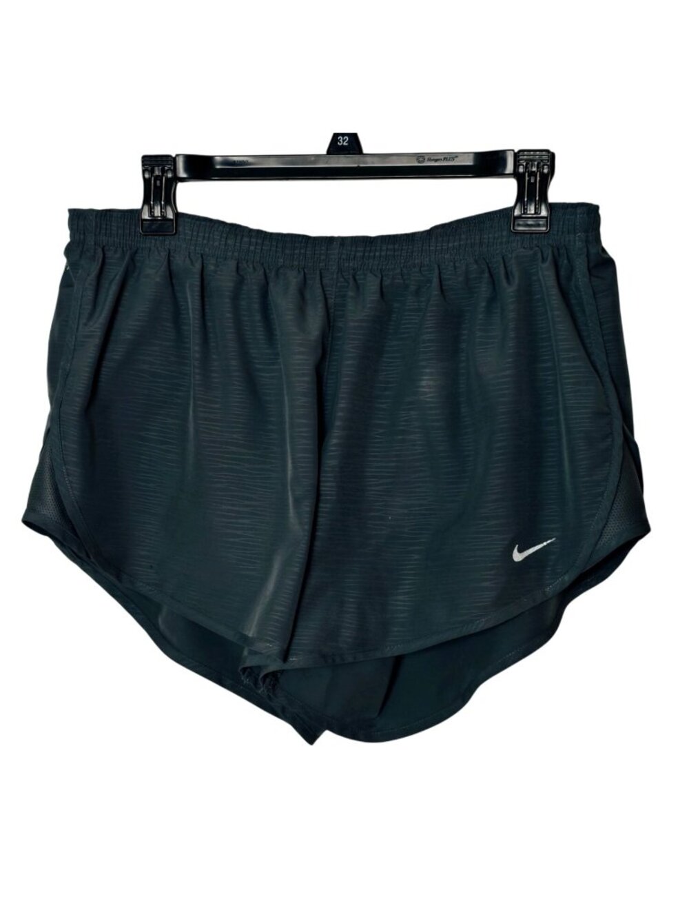 Nike Dri-Fit Womens Running Shorts L Ash Gray Back Zip Athletic Activewear Lined